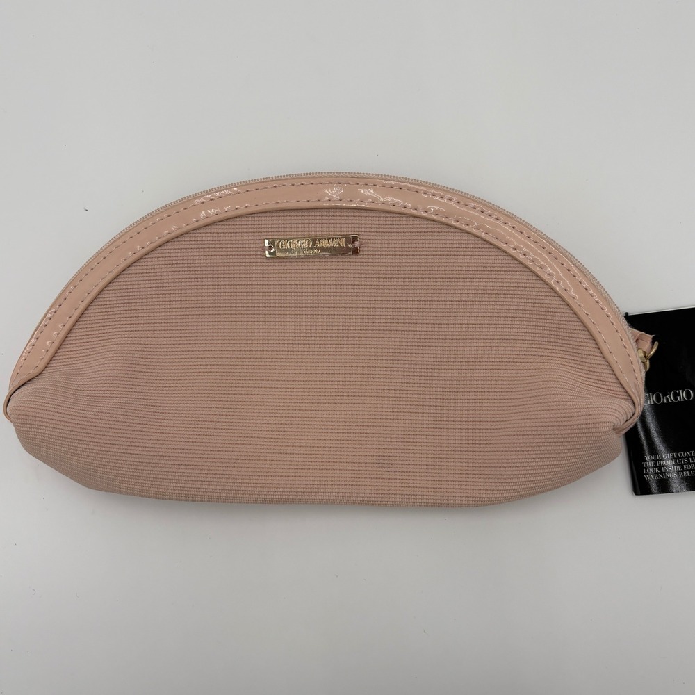 Giorgio Armani Womens Beauty Wristlet Cosmetic Bag Logo Pink Designer Pouch New